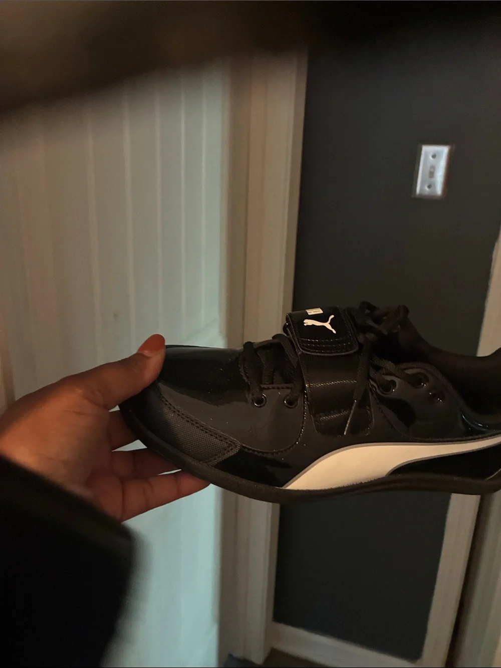 Puma Black Patent Low-Profile Sneaker with White Logo